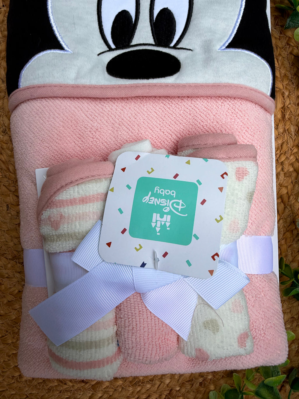 Toalla con capucha + pañitos Disney Baby Minnie Mouse