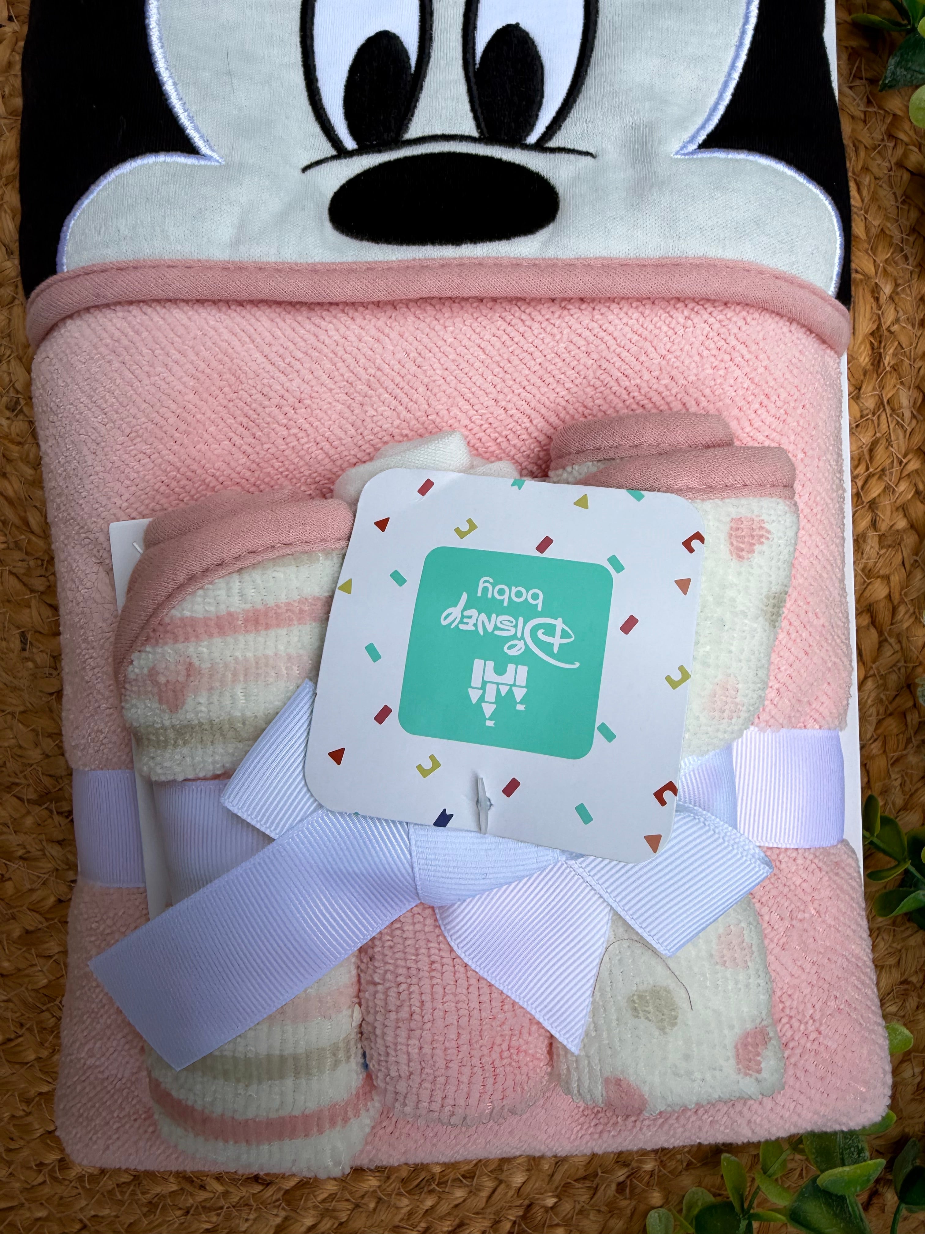 Toalla con capucha + pañitos Disney Baby Minnie Mouse