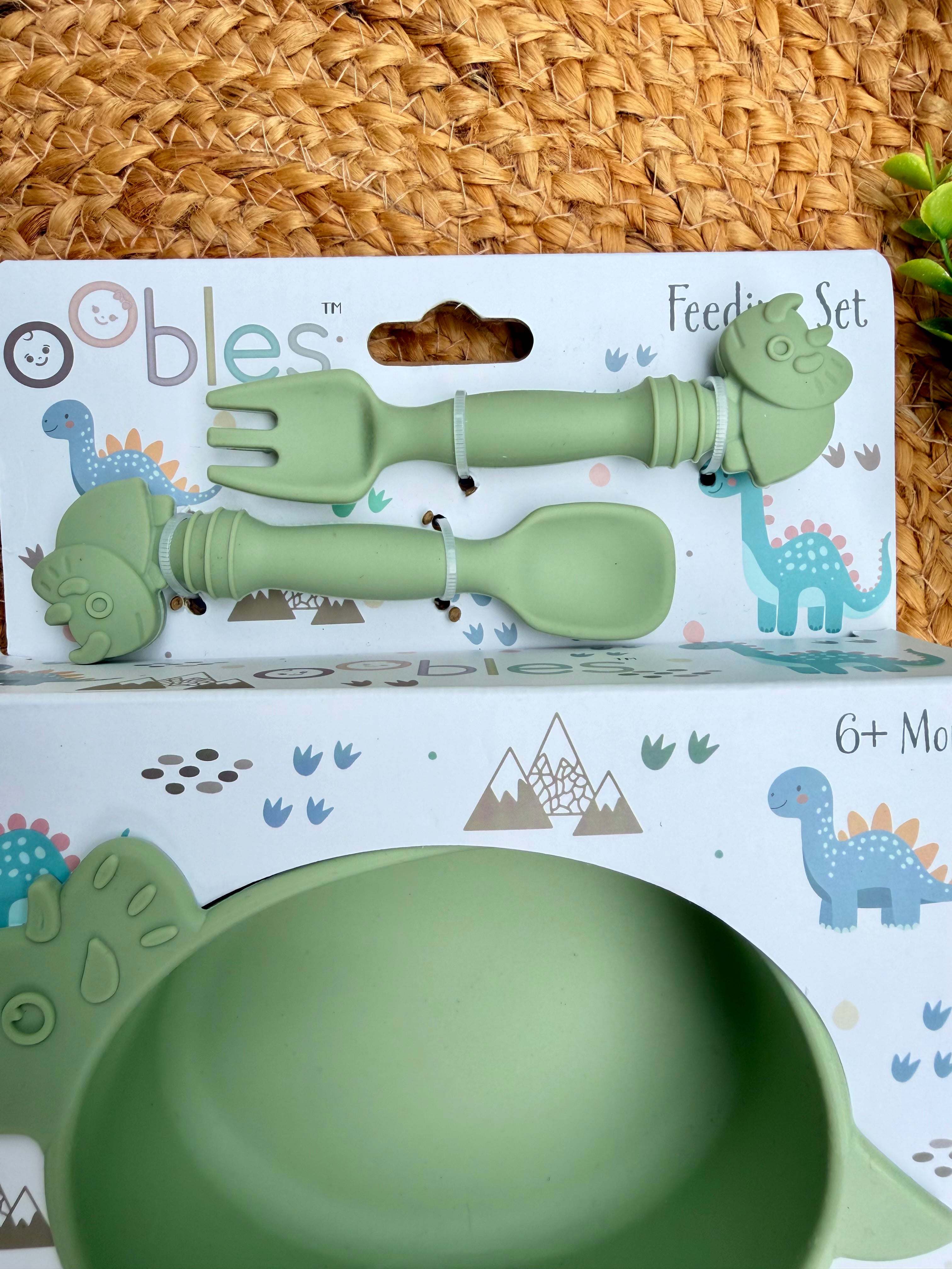 Set de Alimentación de Silicón – Dinosaurio Verde