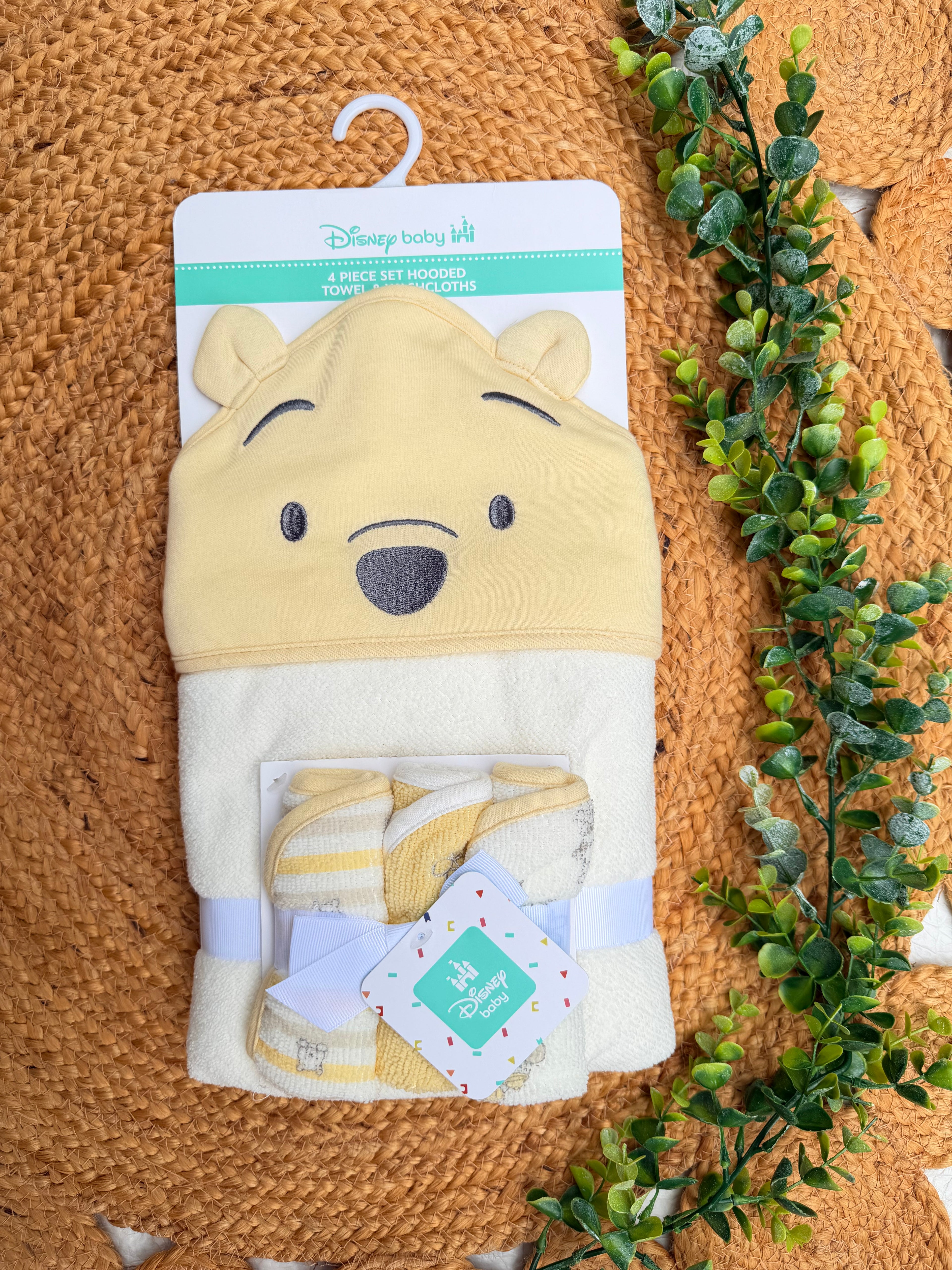 Toalla con capucha + pañitos Disney Baby Winnie Pooh