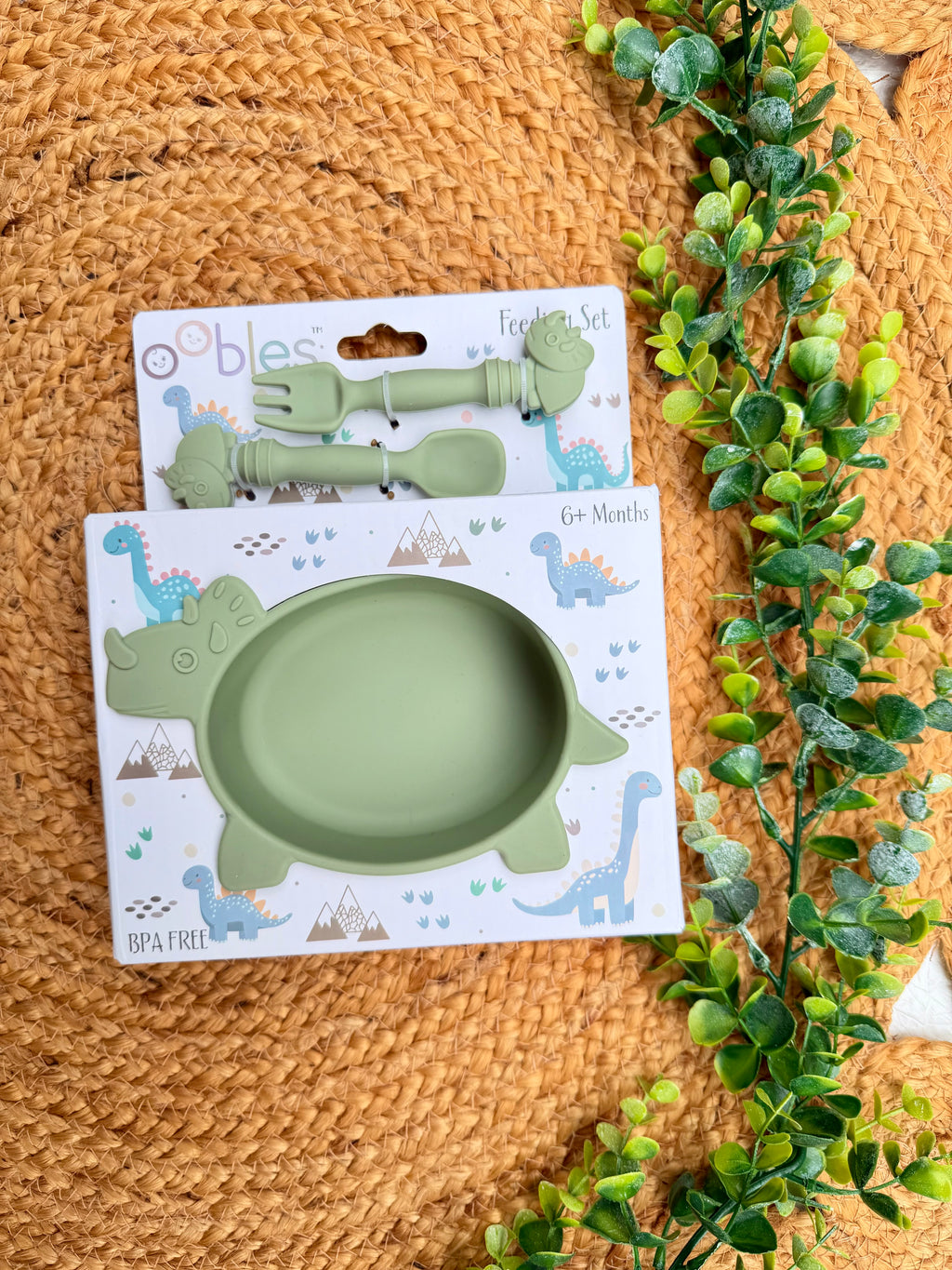 Set de Alimentación de Silicón – Dinosaurio Verde