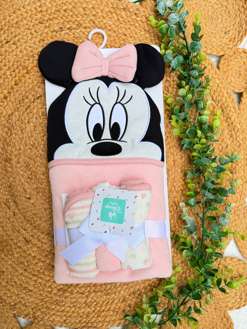 Toalla con capucha + pañitos Disney Baby Minnie Mouse
