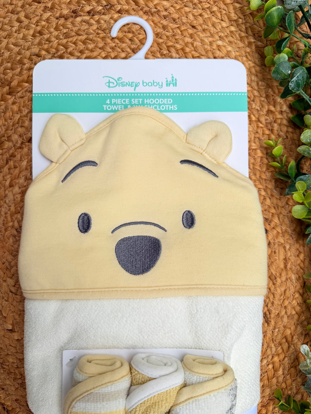 Toalla con capucha + pañitos Disney Baby Winnie Pooh
